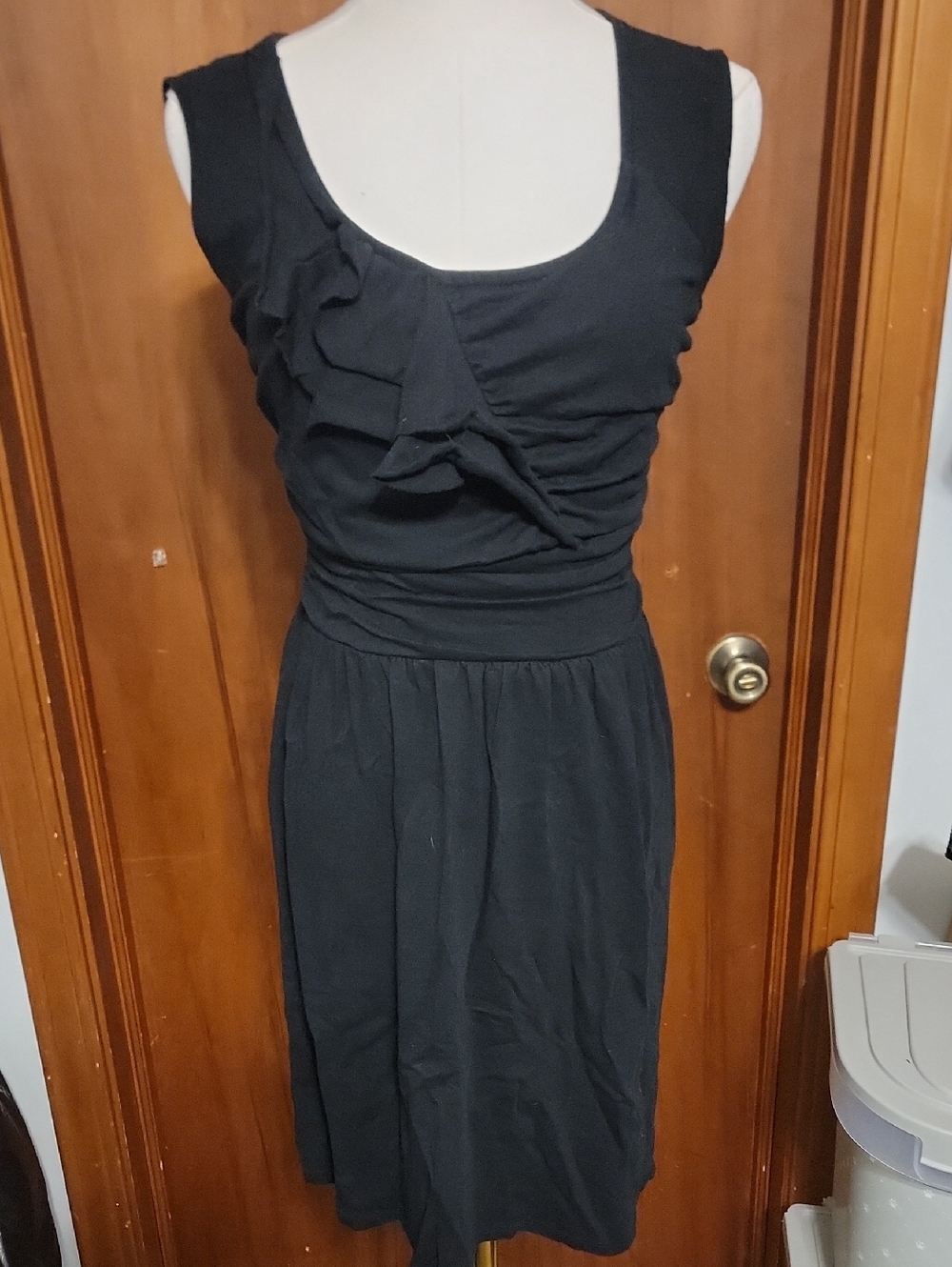 Classic Black Sleeveless Ruffle A-Line Dress
